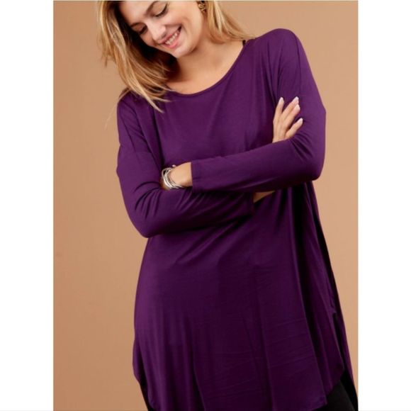 Solid Long Purple Top - Picture 2 of 3